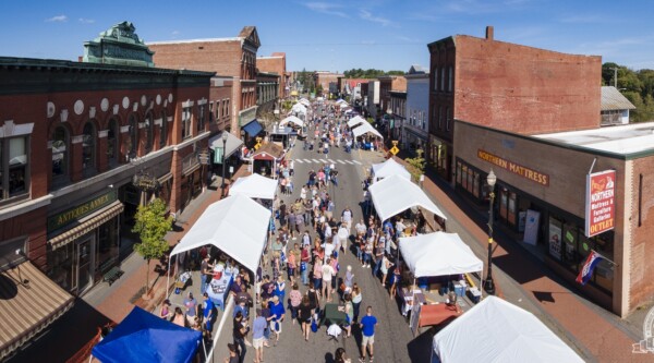 Aerial photo of downtown Skowhegan