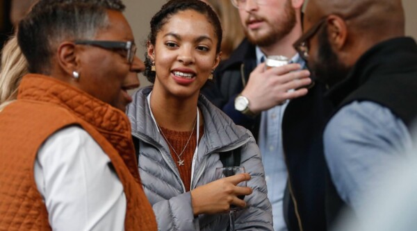 Attendees have a conversation at the 2019 Main Street Now conference