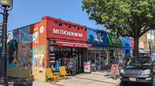 Colorful storefronts on a downtown street