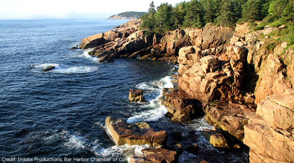 Cliffs on coast near Bar Harbor Chamber of Commerce