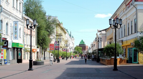 Rendering of pedestrian-friendly commercial district